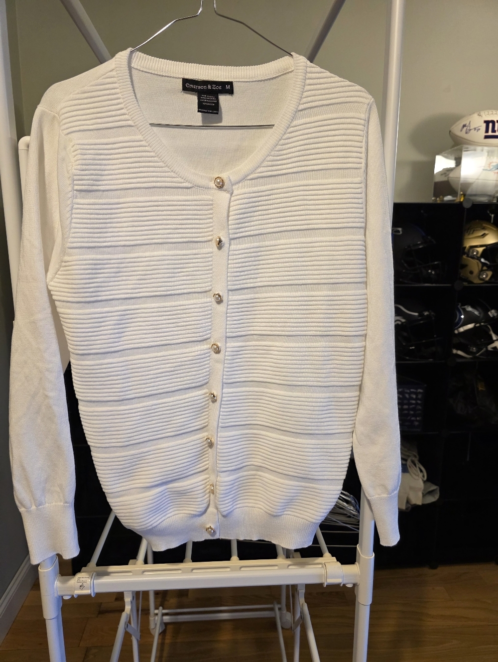 Womens White Sweater Cardigan Top